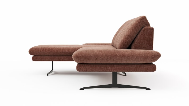 Ecksofa Hubertus - Longchair links mit 2-Sitzer, Rückenlehne/Armlehne verstellbar, Stoff, Rost