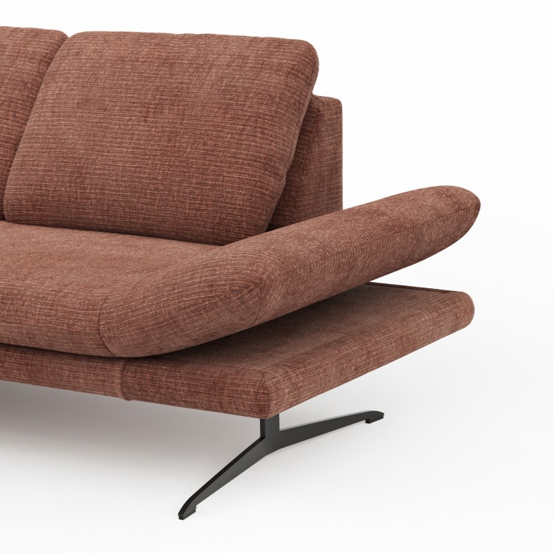 Ecksofa Hubertus - Longchair links mit 2-Sitzer, Rückenlehne/Armlehne verstellbar, Stoff, Rost
