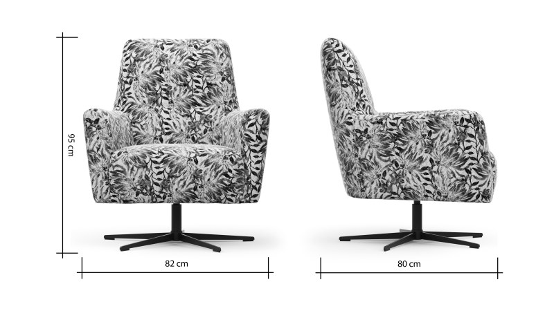 Drehsessel Charlotte - Stoff, Blumig