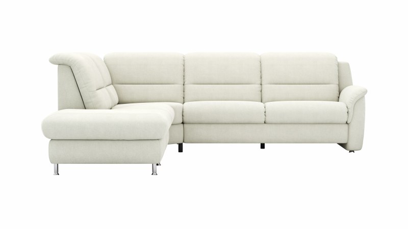 Ecksofa Cornella Plus - Ecke und Abschlussteil mit 2-Sitzer rechts, Stoff, Creme