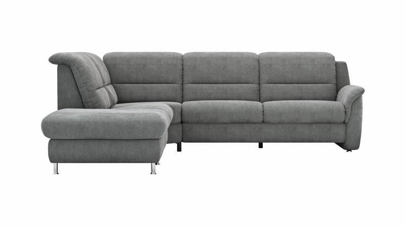 Ecksofa Cornella Plus - Ecke und Abschlussteil mit 2-Sitzer rechts, Stoff, Anthrazit