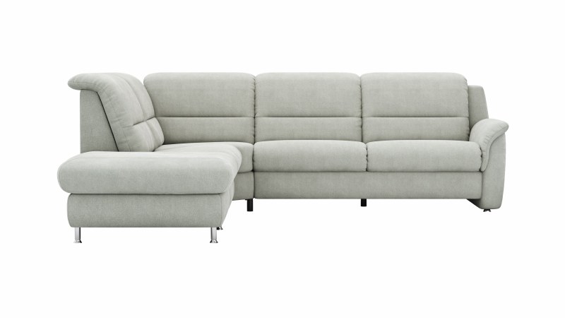 Ecksofa Cornella Plus - Ecke und Abschlussteil mit 2-Sitzer rechts, Stoff, Granit