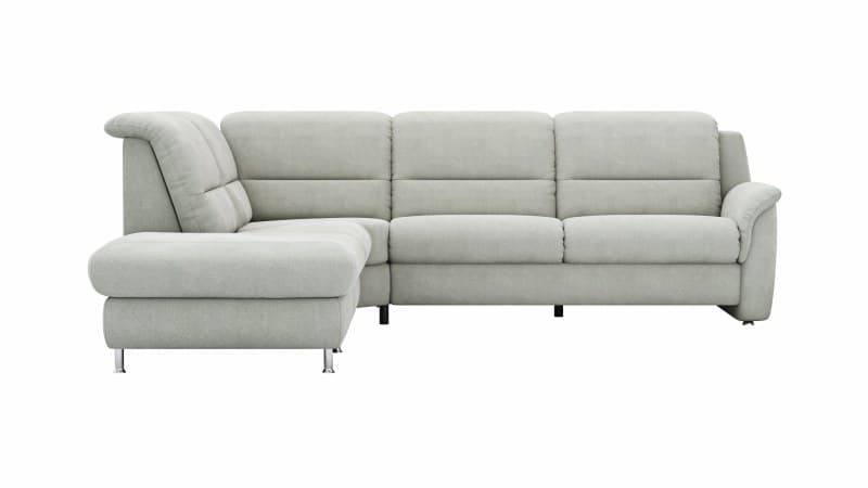Ecksofa Cornella Plus - Ecke und Abschlussteil mit 2-Sitzer rechts, Stoff, Granit