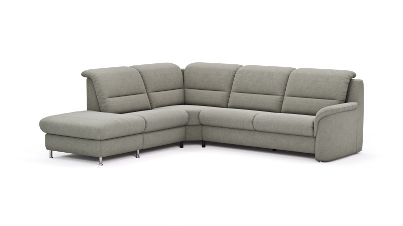Ecksofa Cornella Plus - Ecke und Abschlussteil mit 2-Sitzer rechts, Stoff, Nougat