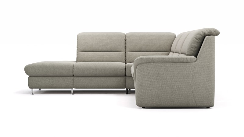 Ecksofa Cornella Plus - Ecke und Abschlussteil mit 2-Sitzer rechts, Stoff, Nougat