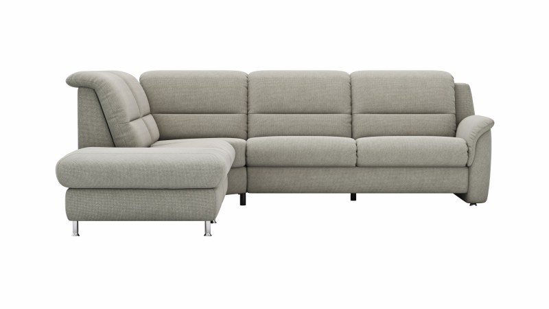 Ecksofa Cornella Plus - Ecke und Abschlussteil mit 2-Sitzer rechts, Stoff, Nougat