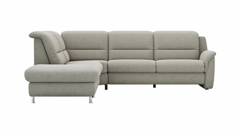 Ecksofa Cornella Plus - Ecke und Abschlussteil mit 2-Sitzer rechts, Stoff, Nougat