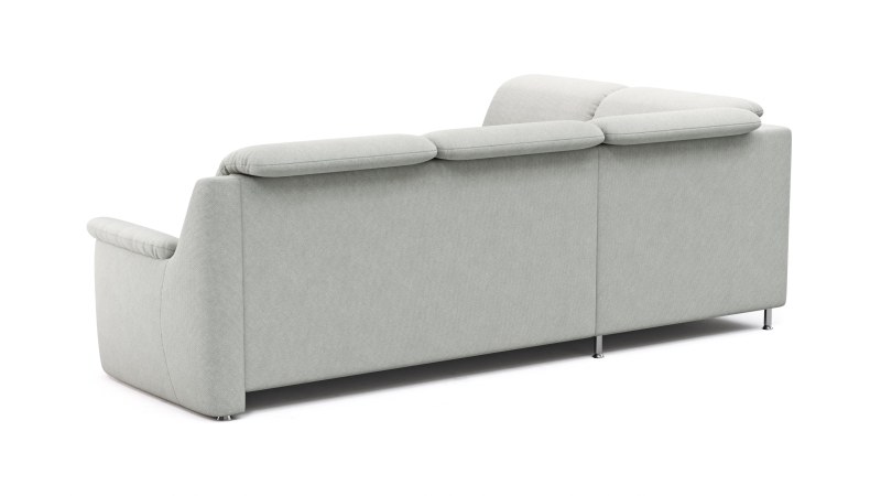 Ecksofa Cornella Plus - Ecke und Abschlussteil mit 2-Sitzer rechts, Stoff, Hellgrau