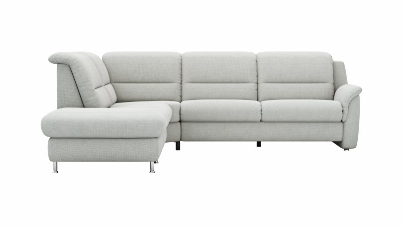 Ecksofa Cornella Plus - Ecke und Abschlussteil mit 2-Sitzer rechts, Stoff, Hellgrau