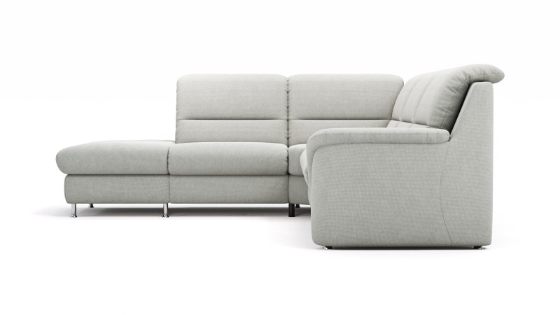 Ecksofa Cornella Plus - Ecke und Abschlussteil mit 2-Sitzer rechts, Stoff, Hellgrau