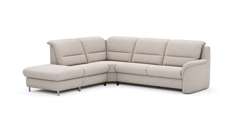 Ecksofa Cornella Plus - Ecke und Abschlussteil mit 2-Sitzer rechts, Stoff, Rosé