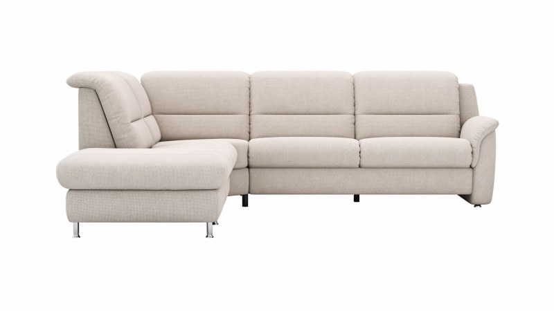 Ecksofa Cornella Plus - Ecke und Abschlussteil mit 2-Sitzer rechts, Stoff, Rosé