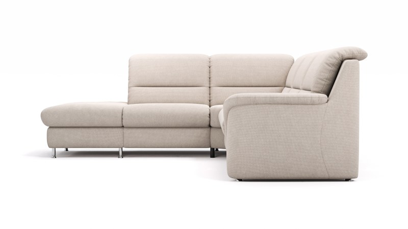 Ecksofa Cornella Plus - Ecke und Abschlussteil mit 2-Sitzer rechts, Stoff, Rosé