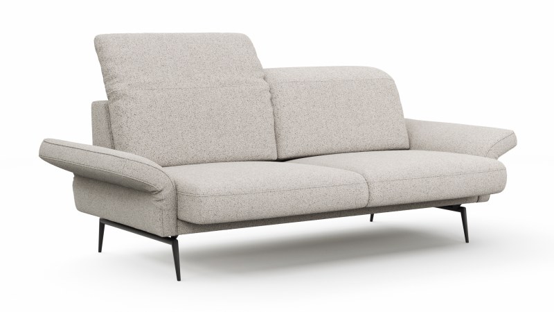 Sofa Estrela 2.0 - 2,5-Sitzer inkl. Kopfteil/Armteil verstellbar und Sitzvorzug motorisch, Stoff, Creme