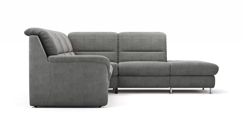 Ecksofa Cornella Plus - 2-Sitzer mit Ecke und Abschlussteil rechts inkl. Relaxfunktion (motorisch) und Kopfteilverstellung, Stoff, Anthrazit