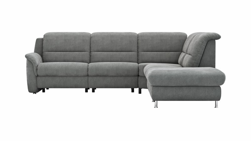 Ecksofa Cornella Plus - 2-Sitzer mit Ecke und Abschlussteil rechts inkl. Relaxfunktion (motorisch) und Kopfteilverstellung, Stoff, Anthrazit