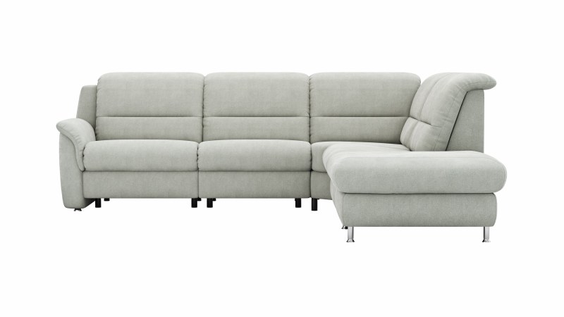 Ecksofa Cornella Plus - 2-Sitzer mit Ecke und Abschlussteil rechts inkl. Relaxfunktion (motorisch) und Kopfteilverstellung, Stoff, Graubraun