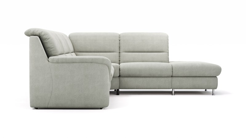 Ecksofa Cornella Plus - 2-Sitzer mit Ecke und Abschlussteil rechts inkl. Relaxfunktion (motorisch) und Kopfteilverstellung, Stoff, Graubraun