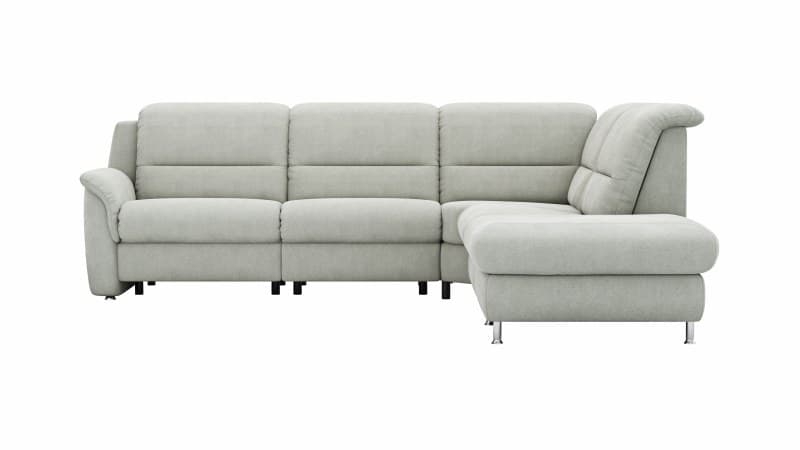 Ecksofa Cornella Plus - 2-Sitzer mit Ecke und Abschlussteil rechts inkl. Relaxfunktion (motorisch) und Kopfteilverstellung, Stoff, Graubraun