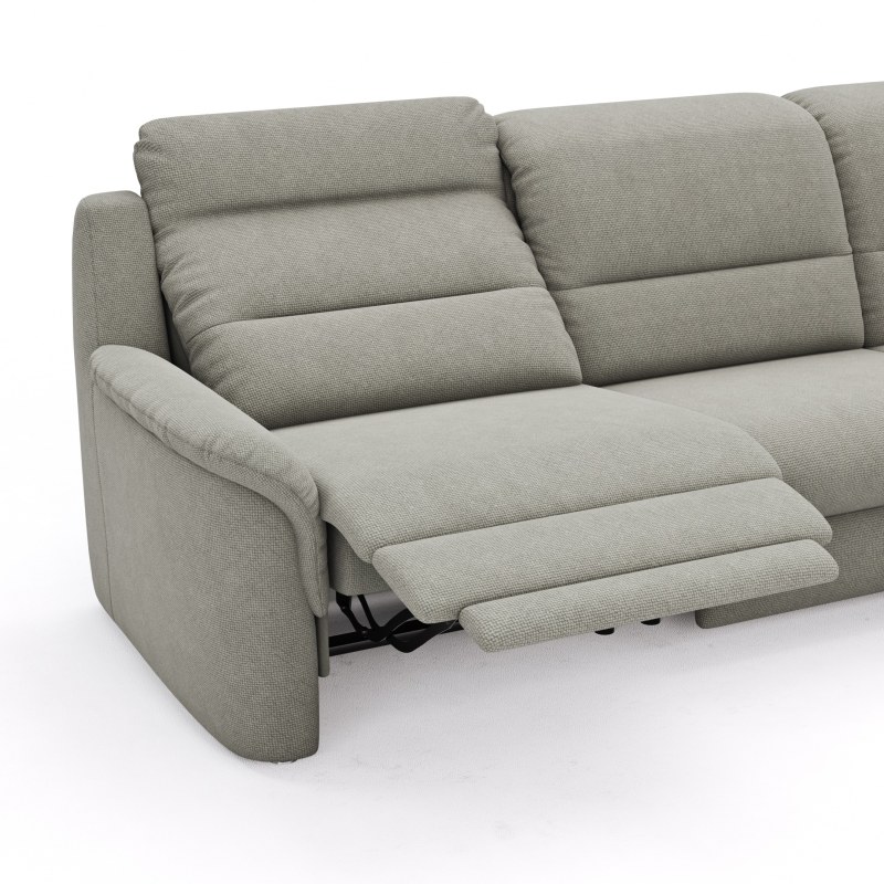 Ecksofa Cornella Plus - 2-Sitzer mit Ecke und Abschlussteil rechts inkl. Relaxfunktion (motorisch) und Kopfteilverstellung, Stoff, Nougat