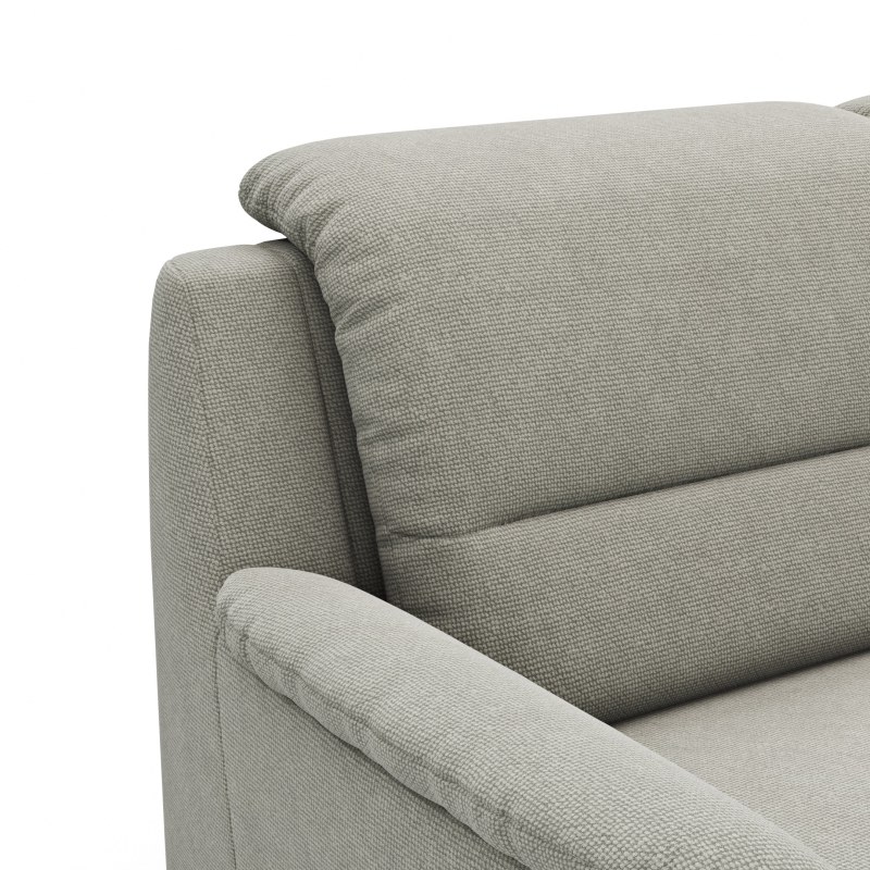 Ecksofa Cornella Plus - 2-Sitzer mit Ecke und Abschlussteil rechts inkl. Relaxfunktion (motorisch) und Kopfteilverstellung, Stoff, Nougat