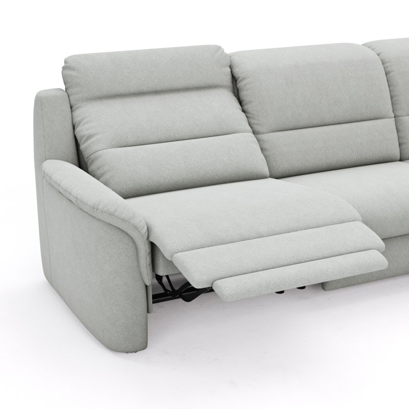 Ecksofa Cornella Plus - 2-Sitzer mit Ecke und Abschlussteil rechts inkl. Relaxfunktion (motorisch) und Kopfteilverstellung, Stoff, Hellgrau