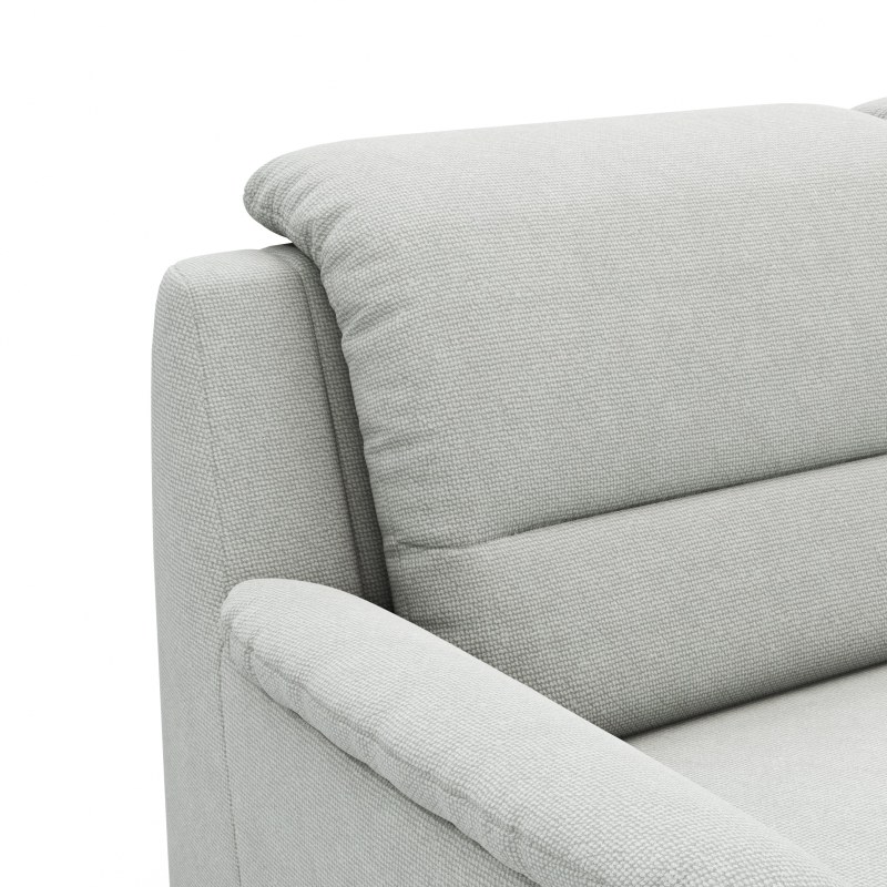 Ecksofa Cornella Plus - 2-Sitzer mit Ecke und Abschlussteil rechts inkl. Relaxfunktion (motorisch) und Kopfteilverstellung, Stoff, Hellgrau