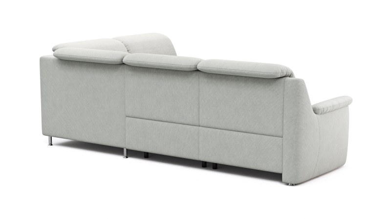Ecksofa Cornella Plus - 2-Sitzer mit Ecke und Abschlussteil rechts inkl. Relaxfunktion (motorisch) und Kopfteilverstellung, Stoff, Hellgrau