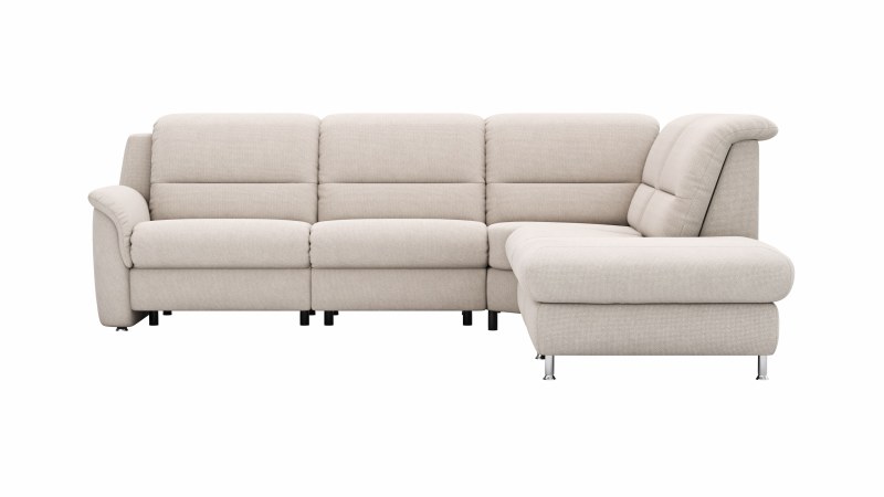 Ecksofa Cornella Plus - 2-Sitzer mit Ecke und Abschlussteil rechts inkl. Relaxfunktion (motorisch) und Kopfteilverstellung, Stoff, Rosé