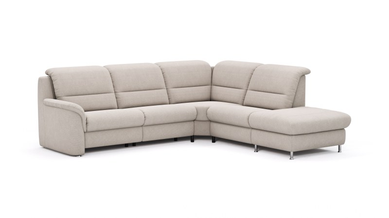 Ecksofa Cornella Plus - 2-Sitzer mit Ecke und Abschlussteil rechts inkl. Relaxfunktion (motorisch) und Kopfteilverstellung, Stoff, Rosé