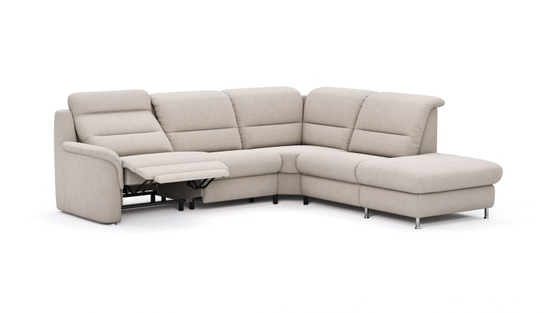 Ecksofa Cornella Plus - 2-Sitzer mit Ecke und Abschlussteil rechts inkl. Relaxfunktion (motorisch) und Kopfteilverstellung, Stoff, Rosé