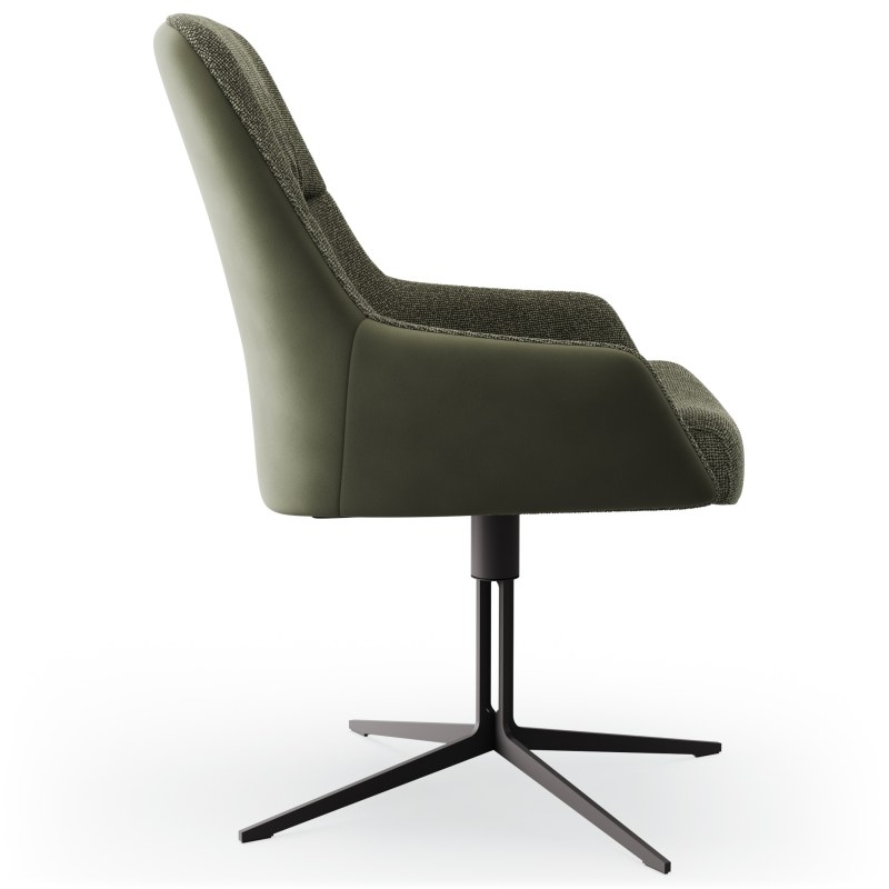 Armlehnstuhl Sagres - drehbar, Leder & Stoff, Olive
