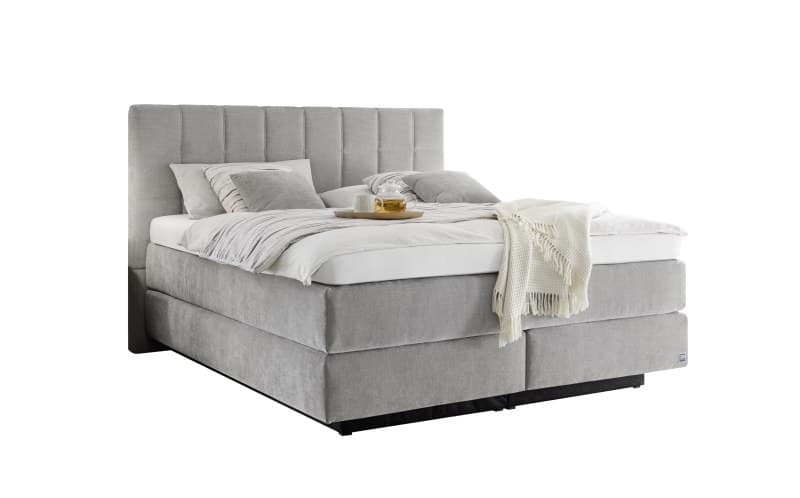 Boxspringbett EM Select - Liegefläche ca. 180x200 cm, Stoff, silber