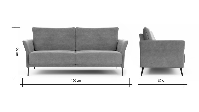 Sofa Rosario - 3-Sitzer, Leder, Rauchbraun