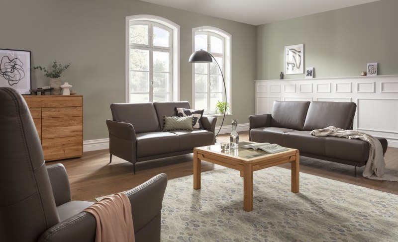 Sofa Rosario - 3-Sitzer, Leder, Rauchbraun