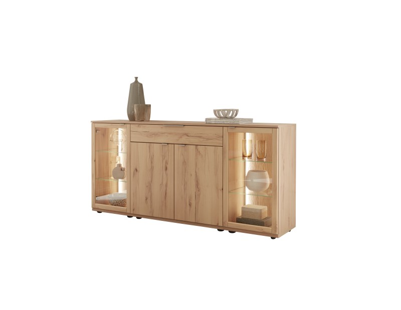 Sideboard EM Aveiro - mit Beleuchtung, Rückwandschroppung, Balkenbuche, Nachbildung