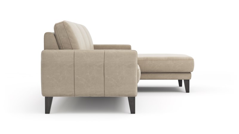 Ecksofa Matero - 2,5-Sitzer mit Longchair rechts, Leder, Taupe