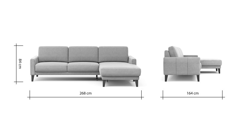 Ecksofa Matero - 2,5-Sitzer mit Longchair rechts, Leder, Taupe