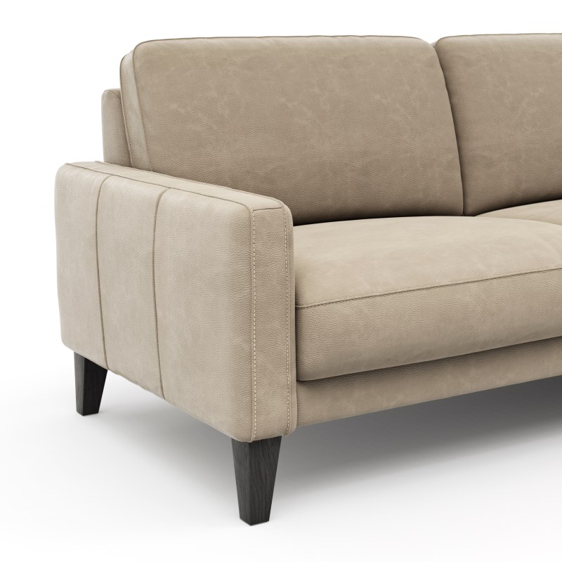 Ecksofa Matero - 2,5-Sitzer mit Longchair rechts, Leder, Taupe
