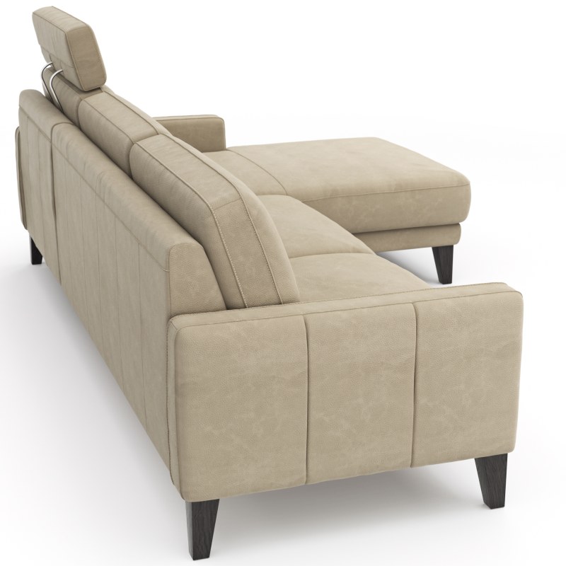 Ecksofa Matero - 2,5-Sitzer mit Longchair rechts inkl. Relaxfunktion motorisch, Leder, Taupe