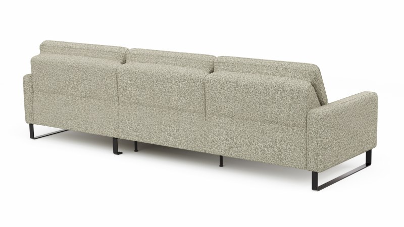 Ecksofa Valera - 3-Sitzer mit Longchair rechts inkl. Rückenlehne verstellbar, Stoff, Limone