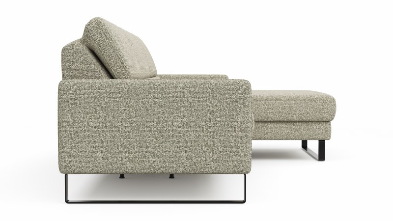 Ecksofa Valera - 3-Sitzer mit Longchair rechts inkl. Rückenlehne verstellbar, Stoff, Limone
