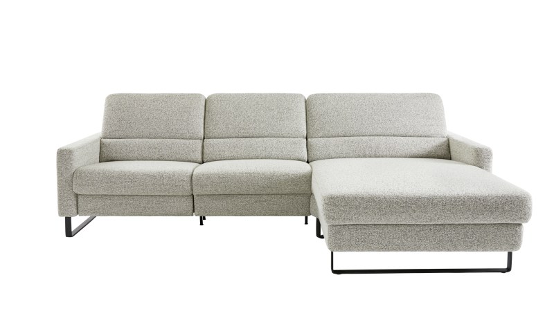 Ecksofa Valera - 3-Sitzer mit Longchair rechts inkl. Rückenlehne verstellbar, Stoff, Limone
