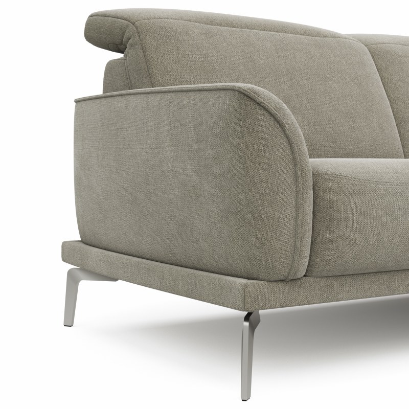 Ecksofa Amadena - 2-Sitzer mit Longchair rechts inkl. Kopfteilverstellung, Stoff, Limone