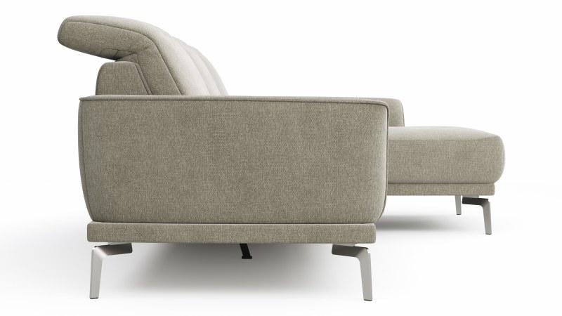 Ecksofa Amadena - 2-Sitzer mit Longchair rechts inkl. Relaxfunktion motorisch, Stoff, Limone