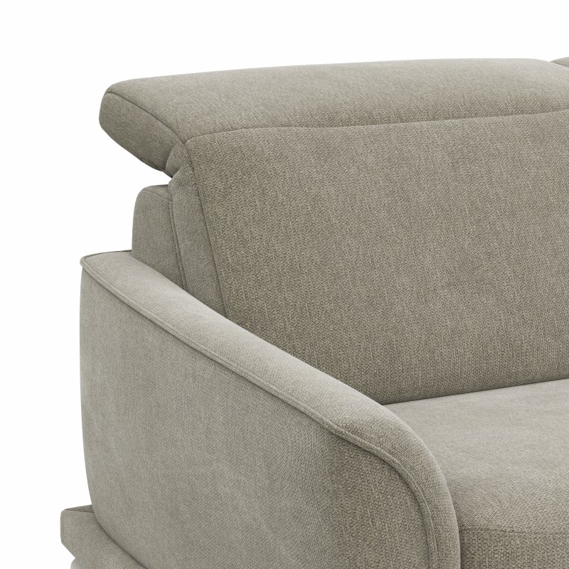 Ecksofa Amadena - 2-Sitzer mit Longchair rechts inkl. Relaxfunktion motorisch, Stoff, Limone