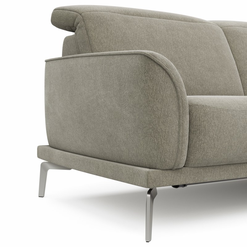 Ecksofa Amadena - 2-Sitzer mit Longchair rechts inkl. Relaxfunktion motorisch, Stoff, Limone