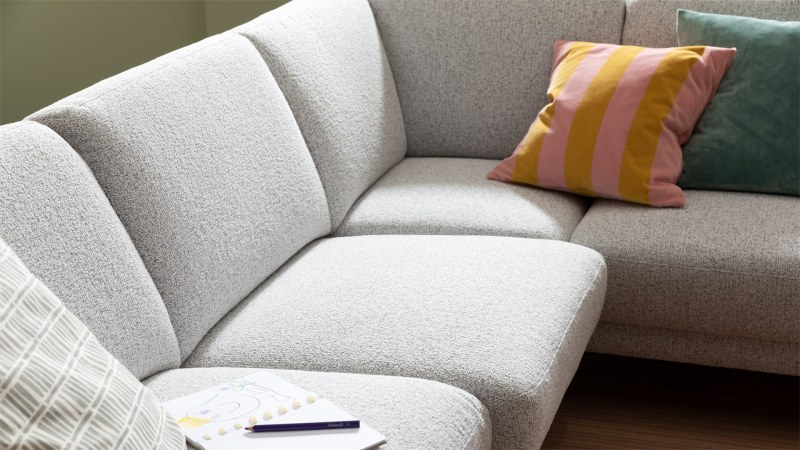 Ecksofa Matero - 2-Sitzer mit Ecke rechts, Stoff, Hellgrau