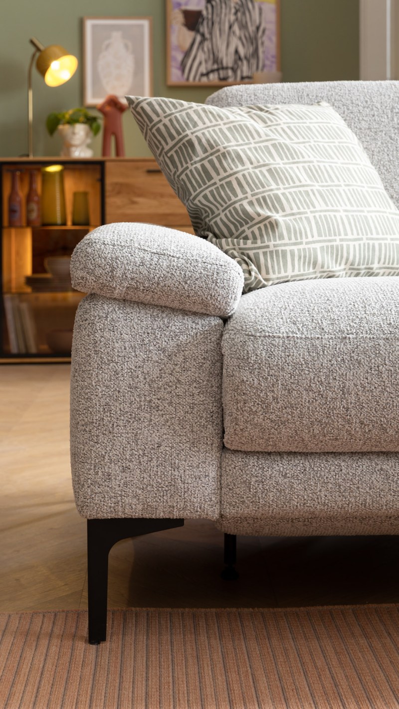 Ecksofa Matero - 2-Sitzer mit Ecke rechts, Stoff, Hellgrau