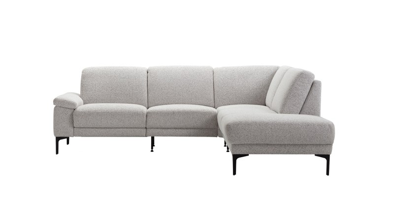 Ecksofa Matero - 2-Sitzer mit Ecke rechts, Stoff, Hellgrau